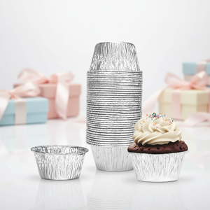 Ramequins jetables en aluminium de 4 oz avec couvercle en PET de qualité alimentaire, moules à cupcakes et muffins, coupelles en aluminium argenté pour la cuisson de poudings, crèmes brûlées et œufs - Product Image 3