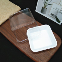 Vente en gros de petites boîtes d'emballage de pâtisserie blanches jetables de qualité alimentaire transparentes carrées pour desserts tiramisu