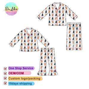 New Arrival <strong>Christmas</strong> Bamboo Pajamas Girls Clothing Sets with Ruffle Pants Family Matching <strong>Outfits</strong> - Product Image 3
