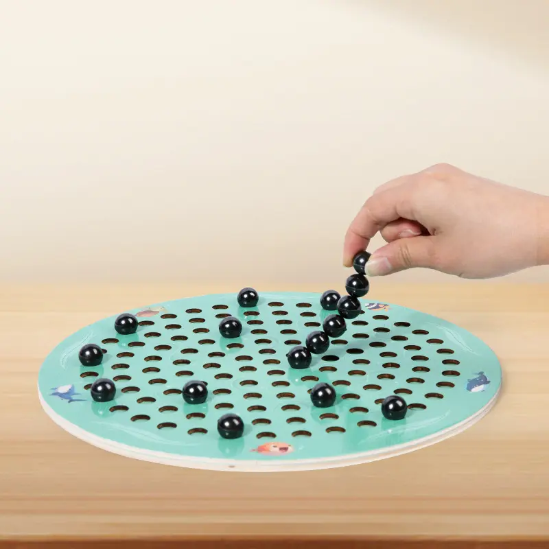 Papan catur magnetik bundar kayu, papan permainan meja catur interaktif dengan batu Magnet, papan catur magnetik untuk permainan keluarga