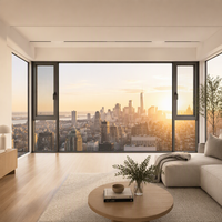 Fenêtre à battant fixe centrale pour chambre à coucher, avec cadre en suite et panneau central, et taille de vitrage intermédiaire personnalisée pour ouverture de balcon de condo
