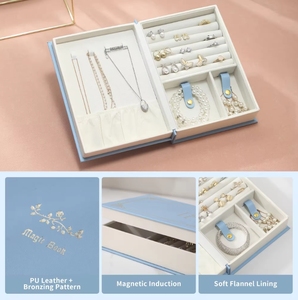 Nhà Máy Tùy Chỉnh PU Da Cuốn Sách Phong Cách Hộp Đồ Trang Sức Hộp Lưu Trữ Trường Hợp Cuốn Sách Hình Từ Thiết Kế Đồ Trang Sức Tổ Chức Với Logo - Product Image 4