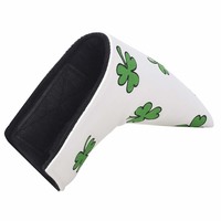 Housse de tête de putter de golf en PU léger et durable, blanche/noire, avec fermeture auto-agrippante et logo personnalisé, portable pour hommes et femmes