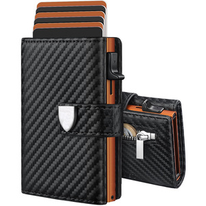 Carbon Fiber Textured <b>RFID</b> <b>Wallet</b> <b>For</b> <b>Men</b> Vertical Square Multi Functional Everyday Use - Product Image 1