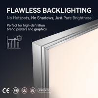 Boîte à lumière LED SEG rectangulaire horizontale de grande taille, cadre en aluminium, tissu tendu rétroéclairé, design résistant aux intempéries et à la poussière