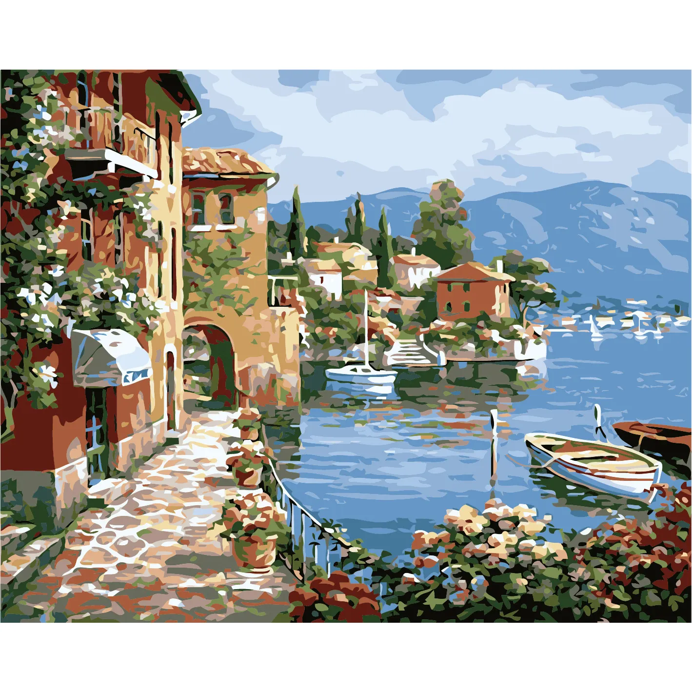 DIY Craft Custom Canvas Paint by numbers Set Scenery Theme Oil Painting By Numbers With Wooden Frame For Adults & Kids