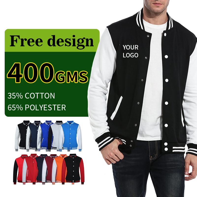 Wholesale Men's Black Baseball Blank Fashion Custom Logo Embroidery Mens Outdoor Winter Varsity Jacket