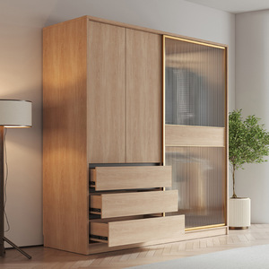 <span class=keywords><strong>Armadio</strong></span> Guardaroba in Legno Personalizzato dal Design Moderno con Ante Scorrevoli in Vetro Temperato e Mobile Laterale per Camera da Letto - Product Image 2