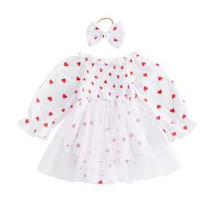 Vestiti per neonati vestiti per neonati di alta qualità vestiti da neonato manica lunga girocollo rosso abito a cuore per le ragazze per bambini - Product Image 3