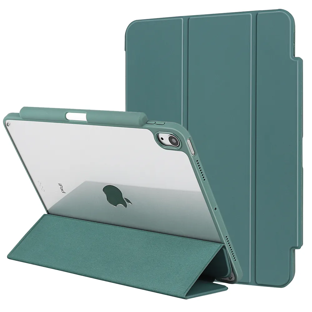 Case For iPad Pro 12.9, 5th/4th/3rd Generation With Holder Slim Pu Clear Shell Smart Trifold Stand Protective Table Cover