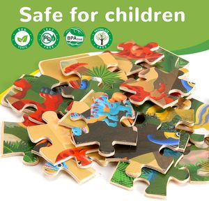 Puzzle en bois Montessori sur le thème des animaux, <span class=keywords><strong>jeu</strong></span> d'apprentissage pour tout-petits, 40 pièces, jouet pour enfants, garçons et filles - Product Image 4