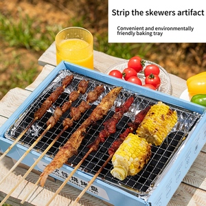 Parrilla de <span class=keywords><strong>barbacoa</strong></span> desechable para el hogar, estante para <span class=keywords><strong>barbacoa</strong></span> al aire libre, herramienta pequeña para parrilla de <span class=keywords><strong>barbacoa</strong></span> de carbono sin humo - Product Image 3