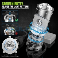 BULBTEK AM14 MINI H4 avec ventilateur Super lumineux LED 146W 10600LM faisceau haut bas large éclairage moto phare LED projecteur lentille