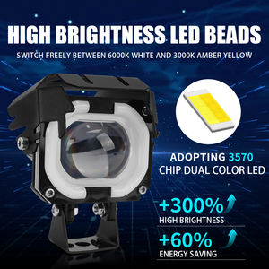 Foco auxiliar RGB de 12V, luz <span class=keywords><strong>LED</strong></span> de conducción de motocicleta, Luz antiniebla blanca y amarilla, luz de trabajo para coches y motocicletas, nueva condición - Product Image 2