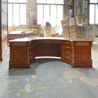 Ensemble de bureau de direction incurvé rétro américain, mobilier de luxe personnalisé pour les bureaux à domicile, les bureaux de direction, les bureaux de PDG et de patrons