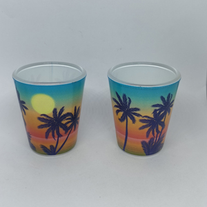 Vaso de Vino al por Mayor con Diseño de Palmera Oceánica, Souvenir Turístico, Vaso de Cerveza Personalizado, Mini Vaso de Chupito para Playa, Vaso de Chupito Esmerilado - Product Image 2