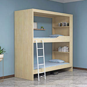 Lits superposés en bois modernes et simples avec rideaux extensibles pour économiser de l'espace dans les dortoirs d'étudiants <span class=keywords><strong>Lit</strong></span> double pour la maison - Product Image 3