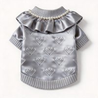 Pull de luxe en chinchilla à découpe cœur, col à volants, perles, pour animaux de compagnie, vêtements mignons, petites et moyennes tailles, en coton, hiver, Halloween, printemps