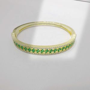 Pulseras de plata 925 con piedras de colores, estilo moderno, de lujo para mujer, chapadas en oro, apilables, gruesas, con circonitas verdes y rosas, precio de fábrica. - Product Image 1