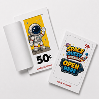 Tarjetas con ventana de un solo lado, troqueladas personalizadas, con temática de astronauta, impresión a todo color, populares, con tirador y seguridad.