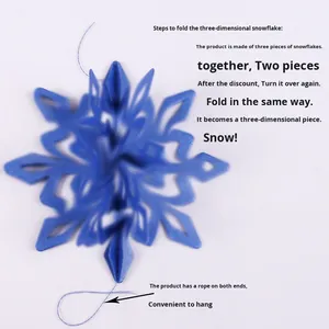 Décorations en papier 3D en forme de flocon de neige DAMAI, utilisées pour les décorations de fête de Noël, flocons de neige blancs et argentés, ornements suspendus - Product Image 4