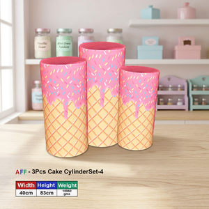 Ensemble de 3 cylindres à gâteau AFF, design cornet de glace, paillettes roses, décoration de table ronde, décoration de fête d'anniversaire pour enfants, artificiel - Product Image 2
