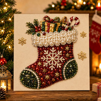 Kit de peinture diamant DIY de Noël, Père Noël et rennes, peinture diamant faite à la main, décoration pour la maison