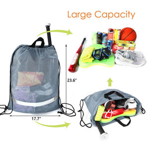 סיטונאי גודל לוגו מותאם אישית נסיעות שרוך ספורט פוליאסטר מתקפל נעלי תרמיל שקיות קניות בגדי אחסון - Product Image 3