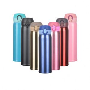 Bouteille isotherme en acier inoxydable pour enfants, tasse à boire pour enfants, gourde thermique isolée pour enfants 500 ml avec paille et poignée – Vente chaude - Product Image 2