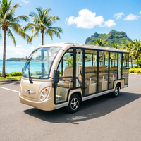 Bus électrique de tourisme fermé, 14 places, couleur or champagne clair
