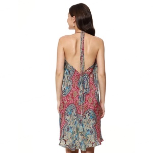 Vestido Corto de Seda para Mujer, Vestido de Verano Informal sin Mangas, Mini Vestidos de Tirantes con Estampado Floral - Product Image 5