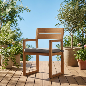 Ensemble de table à manger de bistrot d'extérieur en teck massif moderne, résistant aux intempéries, meubles de jardin pour 2 personnes, série Galleo 80x80x75 cm - Product Image 2