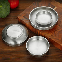 Bol de cuisine coréen plat, épais, double couche, vaisselle en acier inoxydable 304, assiettes à dîner, plats à assaisonnement pour la cuisine