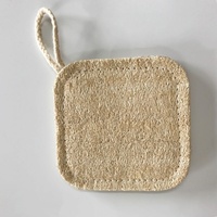 CK008-1 Écologique Naturel Biodégradable Plat Pads Carré Luffa Bain Luffa Éponge 9.5x9.5cm Haute Absorption pour le Nettoyage de la Vaisselle
