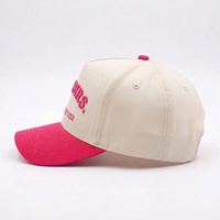 Gorra de Béisbol Personalizada con Bordado en Relieve, de 5 Paneles, para Novios, con la Frase 'Better Together', de Algodón, Dos Tonos, Crema y Rosa, con Cierre a Presión, al por Mayor