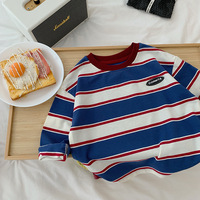T-shirt rayé décontracté à manches longues pour garçons, en coton respirant, col rond, vêtements pour bébés et enfants, printemps-automne