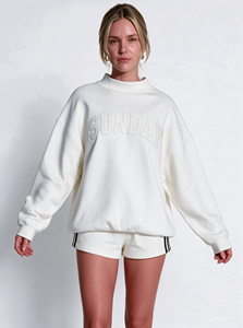 <strong>Oversized</strong> Drop <strong>Shoulder</strong> Sweater <strong>Off</strong> White Custom Women Mockneck Sweatshirt Applique Heavyweight Cotton Fleece Pullover <strong>Jumper</strong> - Product Image 5