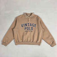 Felpa in cotone ad alto grammatura, girocollo, in pile, personalizzabile, con mezza zip