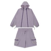 Survêtement coupe-vent zippé en nylon à motif uni décontracté pour hommes, costume de sport d'hiver léger, vestes d'extérieur à capuche ample