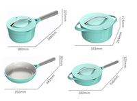Ensemble de casseroles en aluminium antiadhésif minimaliste professionnel avec couvercle en verre, écologique, facile à nettoyer, pour la maison, l'hôtel, le restaurant, la cuisine