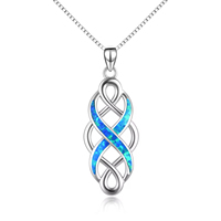 Bijoux en argent sterling de conception simple 925 collier pendentif noeud celtique opale de haute qualité pour les femmes