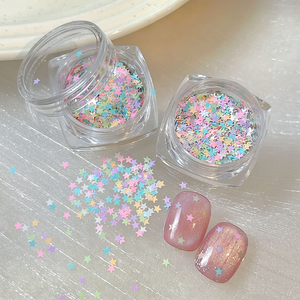 1 Tarro de Lentejuelas de Uñas en Forma de Estrella, Color Caramelo Pastel, Fragmentos de Lentejuelas, Decoración de Uñas con Láminas Láser, Escamas Brillantes, Lentejuelas de Estrella para Manicura - Product Image 1