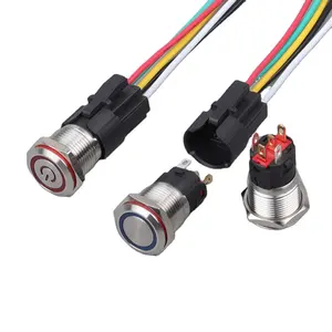 WD16mm Customer high quality 12V/24V IP67 momentary latching metal push button switch waterproof indicator lights