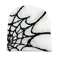 Gorro de golf Beanie Fine 2026 de moda, colorido, con diseño de telaraña jacquard, de acrílico y seda elástica, texturizado y con adornos.