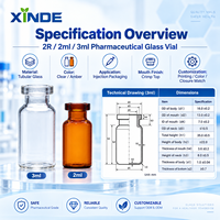Flacon en verre pharmaceutique XINDE de 2 ml et 3 ml pour poudres injectables avec impression sérigraphique pour les infusions