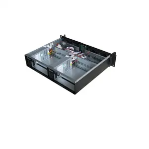 2U Mini-ITX caja de servidor compacta de doble sistema, chasis de montaje en rack, caja de PC industrial EKI-M236