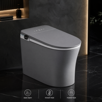 WC intelligent monobloc sans bride avec bidet chauffant, chasse automatique, cuvette allongée, double chasse, télécommande, compatible S-Trap et P-Trap