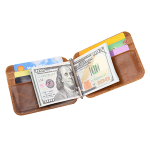 पुरुषों के बटुए थोक रैड एंटी-चोरी ब्रश डबल फोल्ड फैशन सरल मल्टी-कार्ड पागल घोड़ा असली चमड़े का बैग - Product Image 1