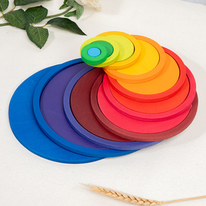 Giocattoli Montessori in Legno, Set di Blocchi da Costruzione Arcobaleno, Gioco Educativo Impilabile per Bambini - Product Image 4