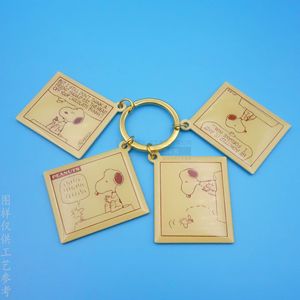 <b>Snoopy</b> Cartoon Keychain Zinc Alloy Rectangle 45mm Silk Screen Printing Epoxy Resin Pendant Business <b>Gift</b> - Product Image 2